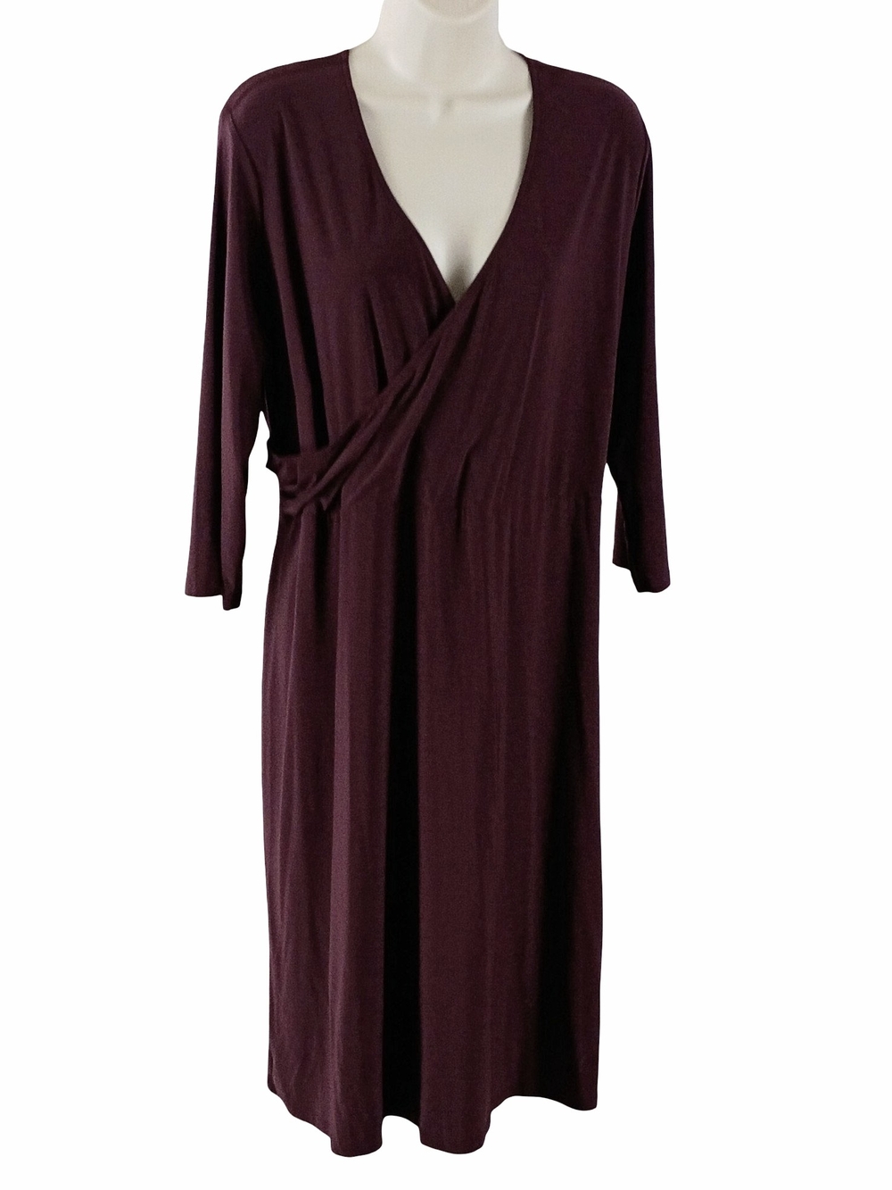 Jessica London Deep Italian  Plum Wrap-Style Midi Dress